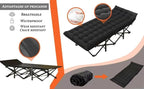 Oversized XXL Folding Camping Cot W/Mat for Adults,Heavy Duty Outdoor Bed with Carry Bag1200 D Layer Oxford Portable Travel Camp Cots Extra Wide Sleeping Cots (Black With Comfortable Mattress)
