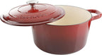 Crock Pot Artisan 5-Quart Round Enameled Cast Iron Dutch Oven – Red, Durable Heavy-Duty Cookware for Slow Cooking, Roasting, Baking with Lid