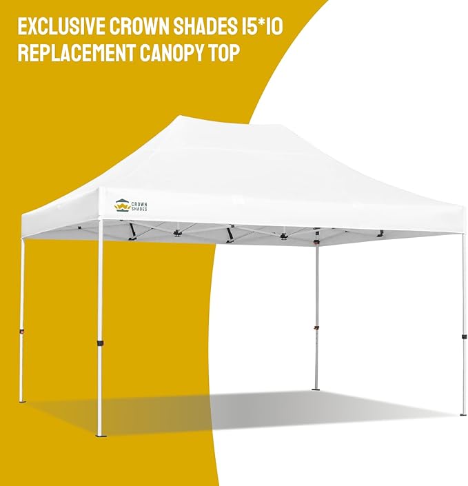 CROWN SHADES 10x15 Canopy Replacement Top - Only Compatible with Crown Shades M150B Series, Canopy Top Cover, White (Top Only)