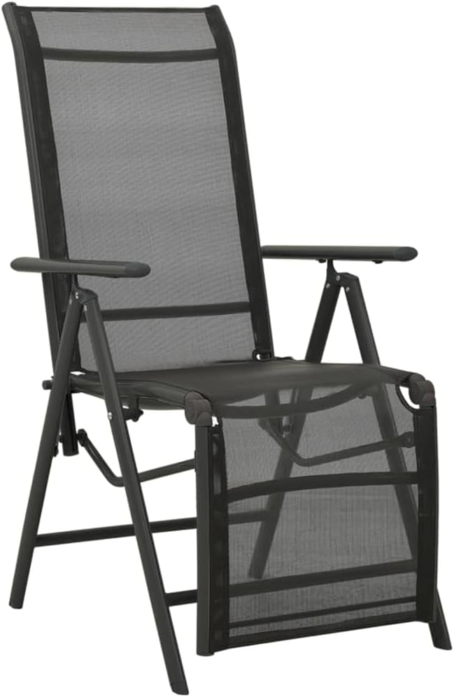 Reclining Patio Chairs ,Garden Chairs,Barbecue Chairs,Fishing Chairs,Coffee Chair,Bistro Chair,Camping Chair,Beach Chair,for Deck, poolside,Camping,Beach,Campsite,2pcs Textilene and Aluminum Black