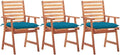 Patio Dining Chairs 3 pcs,Lawn Chair,Camping Chair,Garden Chair,Featuring Slatted Design,Waterproof Cushion,Each Cushion Features 2 Sets of Ropes, with Cushions Solid Acacia Wood