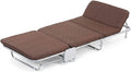 Single Person Camping Folding Cot Outdoor Patio Portable Military Sleeping Bed Travel Guest Leisure Fishing - Perfect for Fishing,Hiking,Office and Outdoor Activiti (Brown 180 * 26 * 65CM)