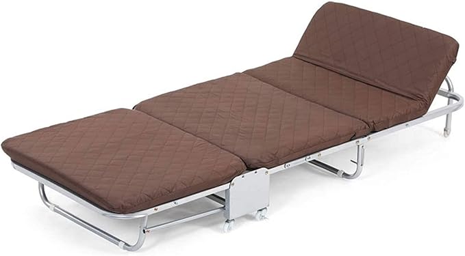 Single Person Camping Folding Cot Outdoor Patio Portable Military Sleeping Bed Travel Guest Leisure Fishing - Perfect for Fishing,Hiking,Office and Outdoor Activiti (Brown 180 * 26 * 65CM)