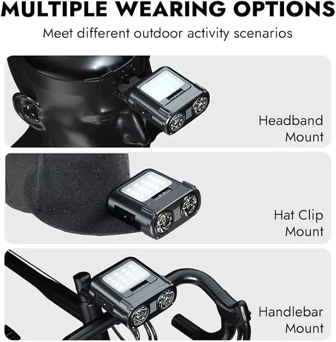 WARSUN Rechargeable Fishing Headlamp – 800 Lumens LED Headlight with 90° Adjustable COB Panel, Motion Sensor, 5 Modes, Ideal for Night Fishing, Camping, Hiking, Emergency
