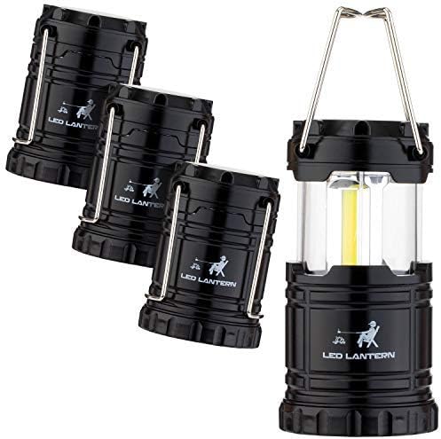 MalloMe LED Camping COB Lantern Flashlights 8 Pack - Super Bright - 240 Lumen Portable Outdoor Lights - AA Batteries Required, Not Included (Black, Collapsible)