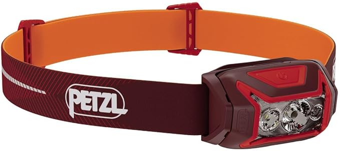 PETZL ACTIK CORE Headlamp - Powerful, Rechargeable 650 Lumen Light with Red Lighting for Hiking, Climbing, and Camping - Red