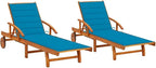 Sun Loungers 2 pcs with Cushions Solid Wood Acaciapatio Recliner Tanning Chair Camping chairsSuitable for Garden Courtyard