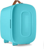 Mini Fridge for Bedroom, 4 Liter/6 Cans Skincare Small Refrigerator, AC/DC Portable Mini Cooler & Warmer, Small Fridge for Camping, Dorm, Office, Car (Blue)