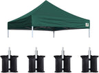 Eurmax USA Pop Up Canopy Replacement Canopy Tent Top Cover, Instant Canopy Top Cover ONLY,Bonus 4PC Pack Weight Bag (8x8,Forest Green)