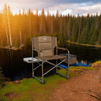 TIMBER RIDGE Folding Camping Chair with Cooler Bag, Director Chair Foldable with Side Table for Adults, Camp Chairs for Outdoor, Lawn, Sports, Fishing, Heavy Duty Supports 300lbs, Earth Brown