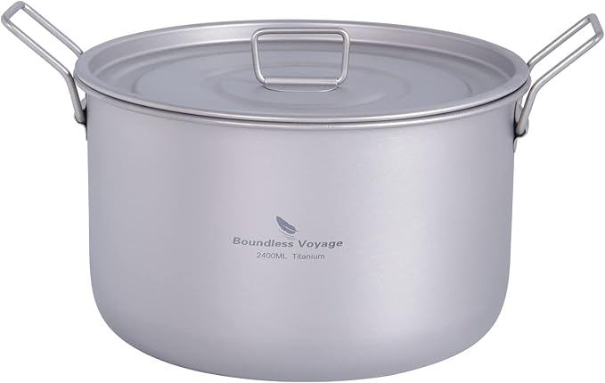 Boundless Voyage Camping Cookware Lightweight Cooking Pot Set Titanium Pot Portable for Outdoor Cooking Traveling Hiking Trekking Backpacking, 1-5 Person