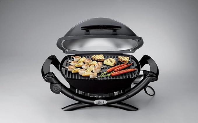Weber Q1400 Electric Grill, Gray – Portable 1560‑Watt Outdoor Electric BBQ with Porcelain‑Enameled Cast‑Iron Grates – Compact Balcony & Patio Grill with Infinite Control Settings