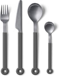 mono Ring Flatware Sets in Black, White, Blue and Grey (Grey, 4pc Set)