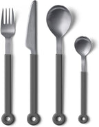 mono Ring Flatware Sets in Black, White, Blue and Grey (Grey, 4pc Set)