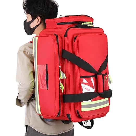 Portable First Aid Bag for Nurses Doctors,Rolling EMT with Wheels, Large Capacity Emergency Medical Backpack, Multi-Pocket Design, for Outdoor Hiking, Backpacking, Camping, Traveling