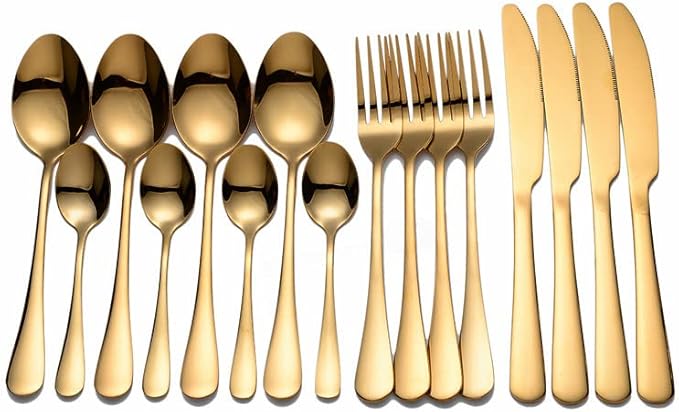 16 Piece Stainless Steel Tableware Set Fork Spoon Knife Cutlery Set Dinnerware Set Spoon Complete Tableware Eco Friendly Serves for 4