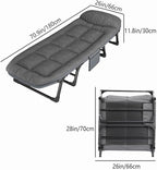 Adult Camping Bed,6-Speed Adjustable Portable Sleeping Bed with Headrest Free Installation,Suitable for Outdoor Camping and Indoor Lunch Breaks (70.9x26in)