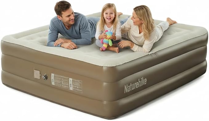 Compact King Air Mattress with Built in Pump, 18" Raised Upgraded One-Touch Luxury Inflatable Airbed, 993lbs Capacity, Portable Blow Up Mattress, Cordless Mattress for Home, Camping, Guests