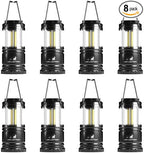MalloMe LED Camping COB Lantern Flashlights 8 Pack - Super Bright - 240 Lumen Portable Outdoor Lights - AA Batteries Required, Not Included (Black, Collapsible)