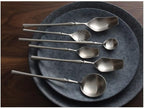 Cutlery Set Pieces Service Stainless Steel Titanium Flatware,Silverware Flatware Cutlery Set, 5/20/30/40/50/60 Pieces Small Waist Series Silver Knife and Fork Spoon 304 Stainless Steel Tabl