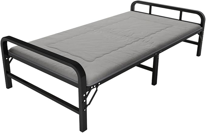 Camping Cot Bed Steel Frame Durable Sponge Rollaway Guest Bed Cot Fold Out Bed - Portable Folding Bed Frame with Thick Memory Foam Mattress Comfortable for Outdoor&Indoor