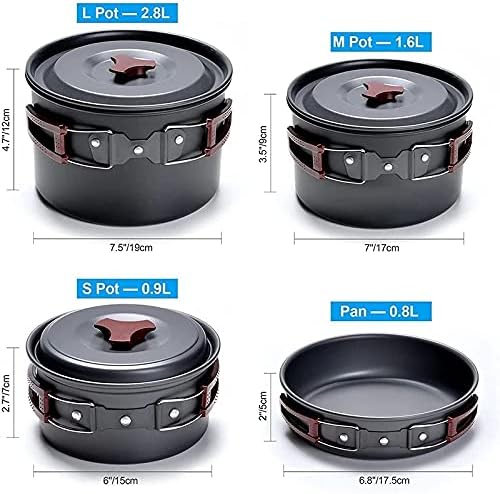 4-5 Persons Outdoor Cookware Sets Camping Tableware Aluminum Pan Pans Plates Bowls Cooking Set for Travel Picnic Hiking