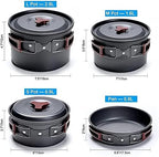 4-5 Persons Outdoor Cookware Sets Camping Tableware Aluminum Pan Pans Plates Bowls Cooking Set for Travel Picnic Hiking