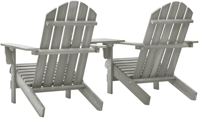 Patio Adirondack Chairs with Tea Table,Garden Chair,Leisure Chair,Bistro Chair,Leisure Chair,Camping Chair,Outdoor Chairs,Conversation Chair,for Patio,Balcony,Party,Solid Wood Fir Gray