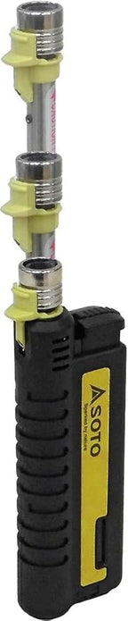 SOTO Pocket Torch Lighters for Camping - Extended Refillable Torch Lighter, Telescoping Burner Head, Electronic Ignition, Strong Wind-Resistant Butane Lighter for Candles, Grill, BBQ - Shipped Empty