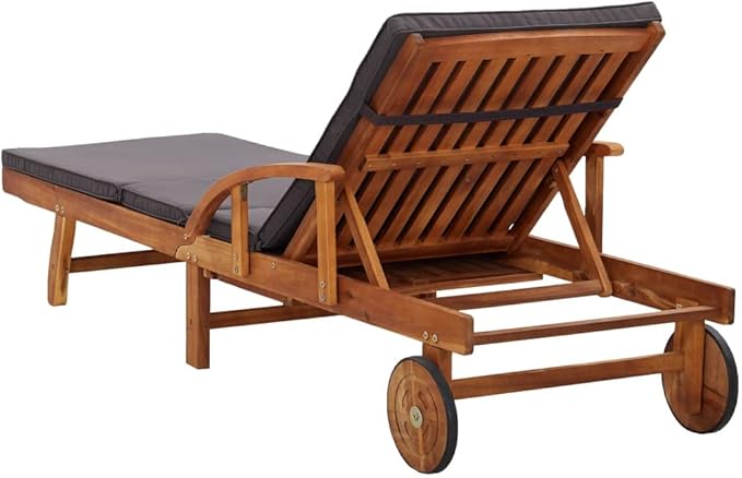 Camping Chairs Patio Furniture Outdoor Chairs Beach Chair Sun Lounger with Cushion Solid Acacia Wood for Sunbathing, Pool, Beach,Patio