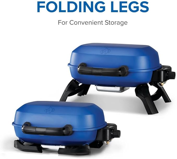 Napoleon TravelQ 240 Compact Portable Propane Gas Grill, Blue, Tailgating, Camping, and Small Outdoor Spaces