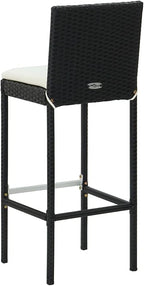 Camping Chairs Outdoor Patio Chairs Patio Furniture Set Garden Bar Stools with Cushions 2 pcs Black Poly Rattanfor Outdoor Kitchen Lawn Garden