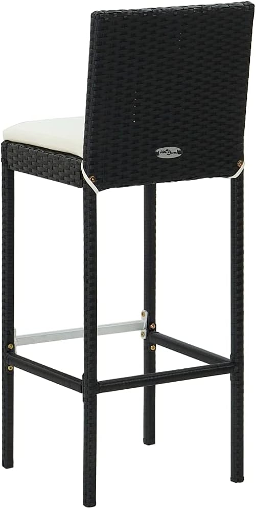Camping Chairs Outdoor Patio Chairs Patio Furniture Set Garden Bar Stools with Cushions 2 pcs Black Poly Rattanfor Outdoor Kitchen Lawn Garden