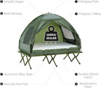 2 Person Foldable Camping Cot with Tent, Bedspread and Thick Air Mattress, 4-in-1 Elevated Camping Bed Tent for Outdoor Hiking, Picnic, Travel