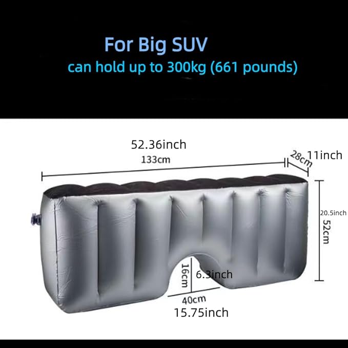 Inflatable Car Air Mattress Back Seat Bed, Heightened Back Seat Gap Filler Pad Extender for SUV Camping Sleeping Travel Rest