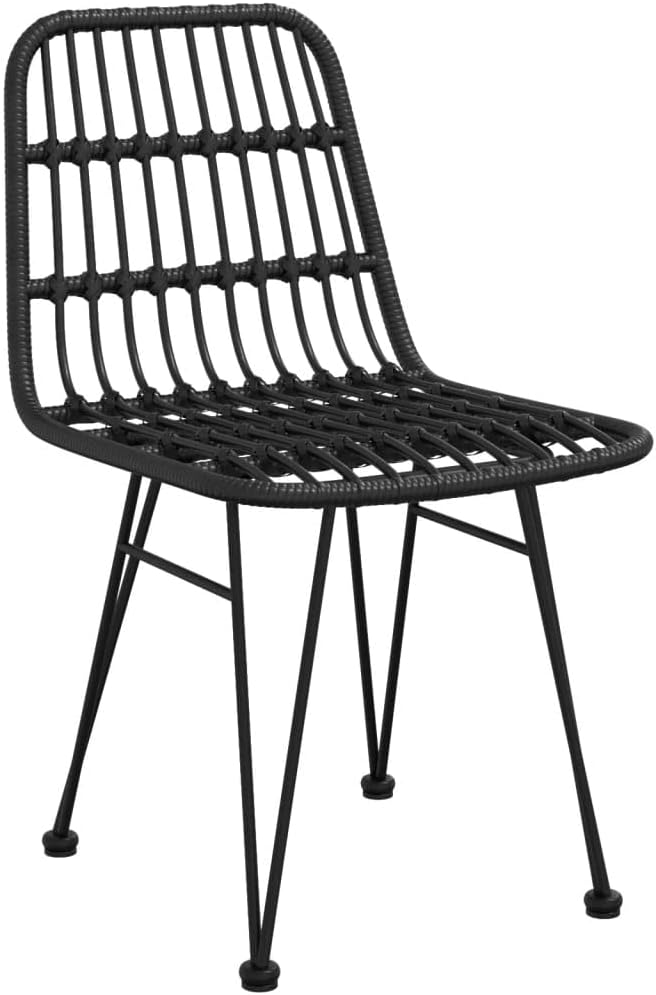 Patio Chairs 2 pcs Black ,Coffee Chair,Study Chair,Camping Chair,Barbecue Chairs,Bistro Chair,Lawn Chairs,Balcony Chairs,for Outdoor,Fire Pit,Deck,Lawn,Outside,Garden,18.9"x24.4"x33.1" PE Rattan