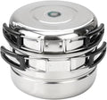 JSEIAJB Stainless Steel Camping Cookware Set Folding Handle Portable Pot Pan Outdoor Cooking Tableware for Picnic Hiking