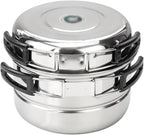 JSEIAJB Stainless Steel Camping Cookware Set Folding Handle Portable Pot Pan Outdoor Cooking Tableware for Picnic Hiking