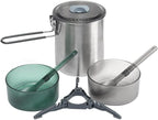 Duo Camping Cooking Set 1.6L Stainless Pot Hiking Picnic Cookware Dishes Tableware Utensil for Tourism