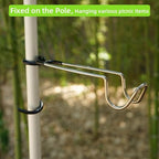 Outdoor Camping Lantern Hook for Tent lamp Hanger, Bird feeders, Garden Lights, Heavy Duty Outdoor Light Hook - Sturdy and Non Slip Pole Hooks for Yard lightings, Decor, 2 PCS