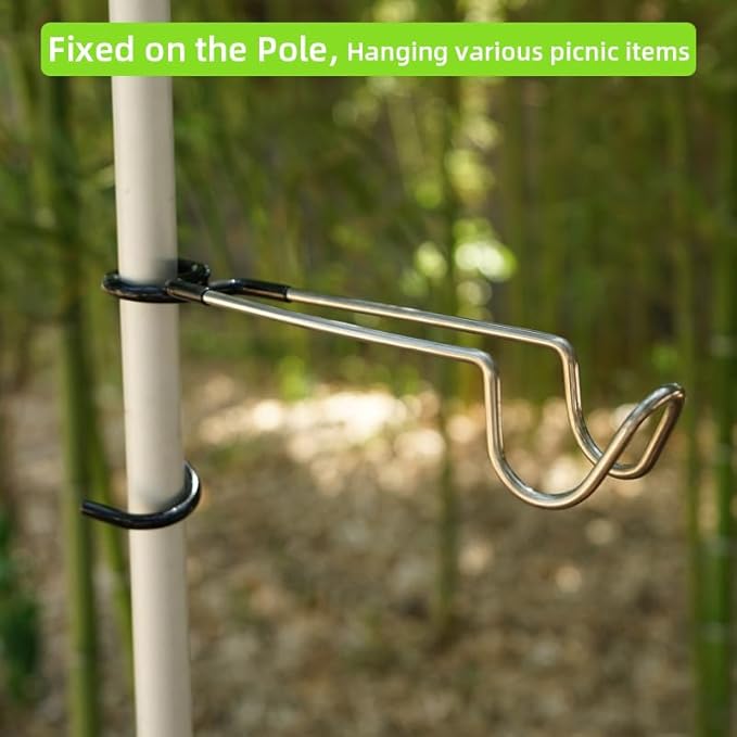 Outdoor Camping Lantern Hook for Tent lamp Hanger, Bird feeders, Garden Lights, Heavy Duty Outdoor Light Hook - Sturdy and Non Slip Pole Hooks for Yard lightings, Decor, 2 PCS