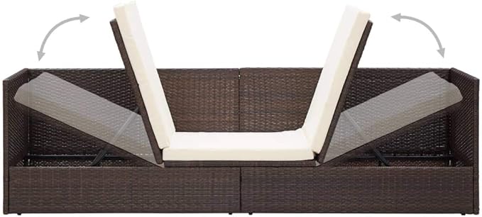 Patio Bed with Cushion & Pillows Poly Rattan Brownrecliner Camping Chairs Patio Tanning chairSuitable for Garden Courtyard