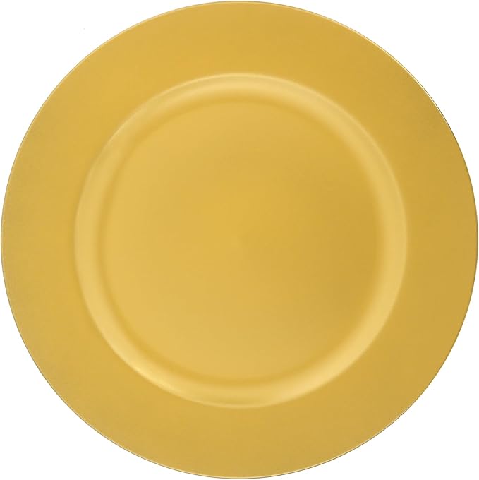 100 Pcs Charger Plates Bulk, 13 Inch Round Charger Plates Set, Table Decoration Dinner Tray for Wedding Party Baby Shower (Gold)