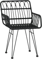 Patio Chairs 2 pcs with Armrest Black ,Coffee Chair,Study Chair,Armchair,Garden Chairs,Outdoor Chairs,Camping Chair,Beach Chair,for Deck, poolside,Camping,Beach,Campsite,22"x25.2"x31.5" PE Rattan