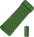 Outdoor Camping Inflatable Mattress Sleeping Pad with Pillows Hiking(Green)