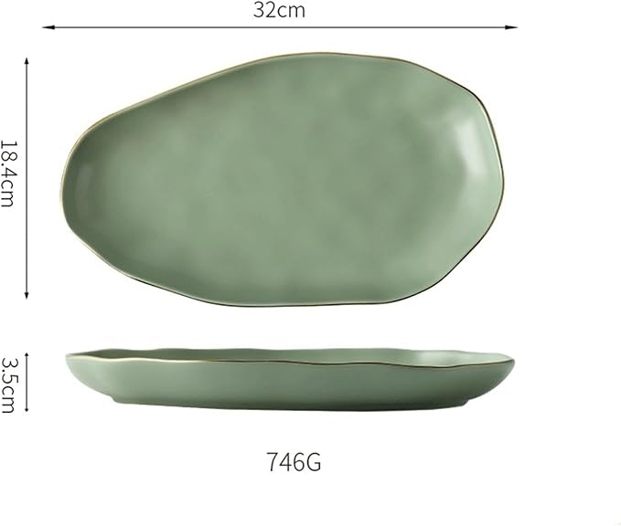 Camping Plates Ceramic Solid Color Dinner Plate Dessert Plate Home Kitchen Irregular Plate Fruit Plate Bread Plate Tableware Decorative Plate(B)