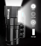 LED Flashlight USB Rechargeable, High Lumens Tactical Light with Sidelight, 4X LED, Zoomable, Handheld Super Brightest Flashlights, Portable Torch for Outdoor Camping Home Emergency Lantern