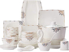 Ceramic Tableware Set with 50 Pieces, Bowl/Soup Pot/Spoon | Bone China Tableware Set, European Porcelain Combination Set