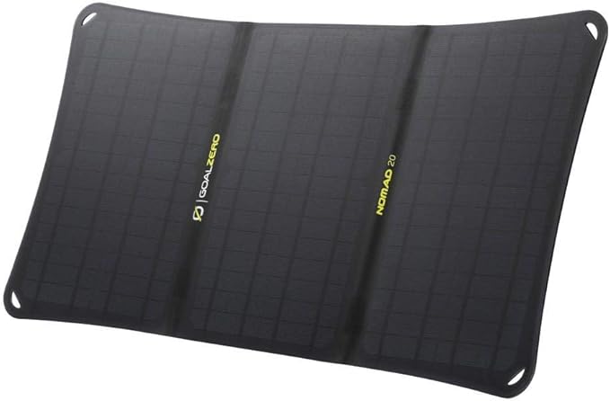 Goal Zero Nomad 20, Foldable Monocrystalline 20 Watt Solar Panel with 8mm + USB Port, Portable Solar Panel Charger. Lightweight 18-22V 20W Solar Panel Charger with Adjustable Kickstand