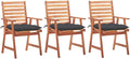 Patio Dining Chairs 3 pcs,Lawn Chair,Camping Chair,Garden Chair,Featuring Slatted Design,Waterproof Cushion,Each Cushion Features 2 Sets of Ropes, with Cushions Solid Acacia Wood